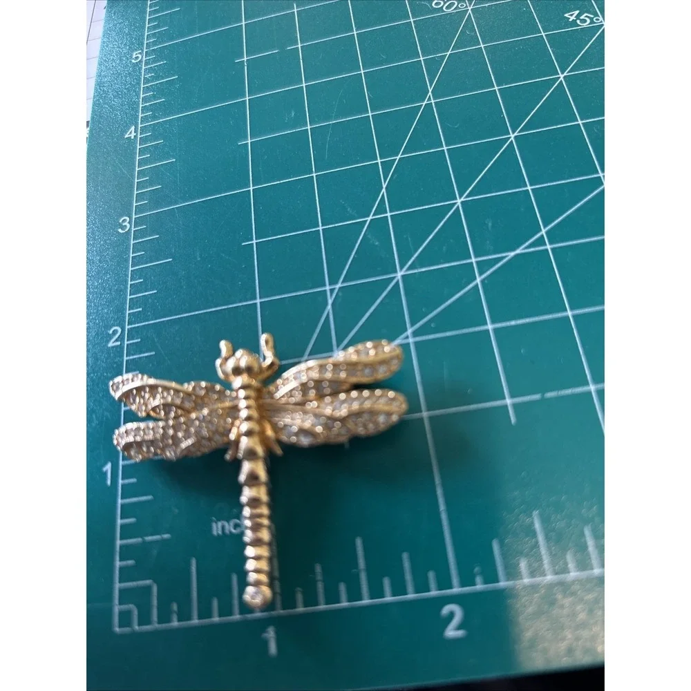 AUTHENTIC SWAROVSKI SWAN LOGO SIGNED GOLD PLATED CRYSTAL DRAGONFLY BROOCH PIN